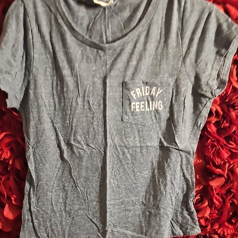 Kids Gray Crop T-Shirt with Pocket - "Friday Feeling"